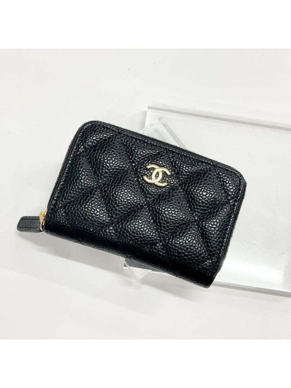 Chanel Caviar Leather CC Logo Quilted Classic Wallet Coin Purse
